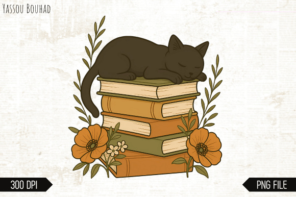 Cat Book PNG, Cat Flower Png, Cat Shirt: A Cozy Design Kit