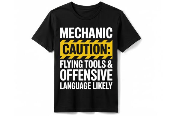 Mechanic Caution Warning T-Shirt: Bold Shop Humor