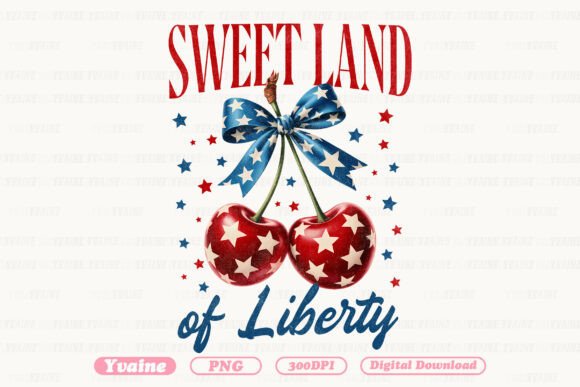 Sweet Land of Liberty: A Trendy 4th July PNG Design
